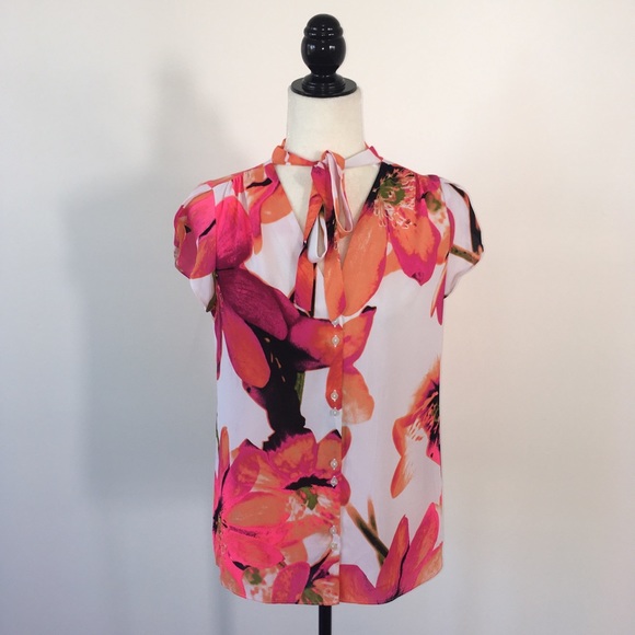 Worthington Tops - Worthington Pink & Orange Floral Blouse